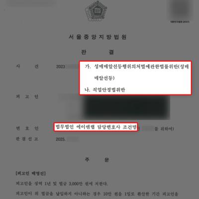 [성매매] 다수의 업장에서 성매매 알선 및 운영에 관여했으나, 집행유예 성공